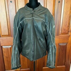 AGVSport Black Motorcycle Cowhide Leather Coat Womens SZ XL Shoulder Elbow Pads